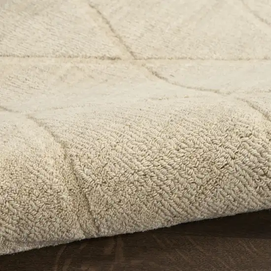 6' Beige Wool Geometric Hand Woven Runner Rug Photo 8