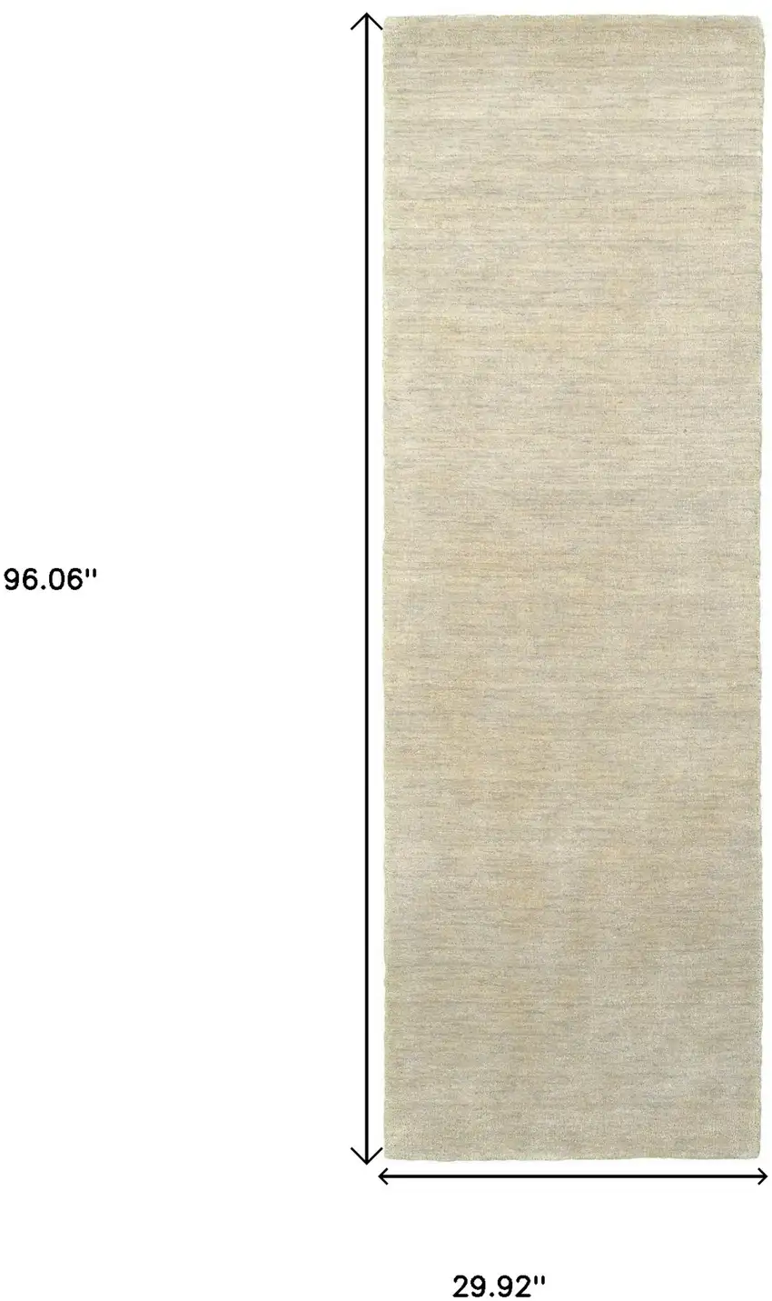 8' Beige Wool Hand Tufted Runner Rug Photo 3
