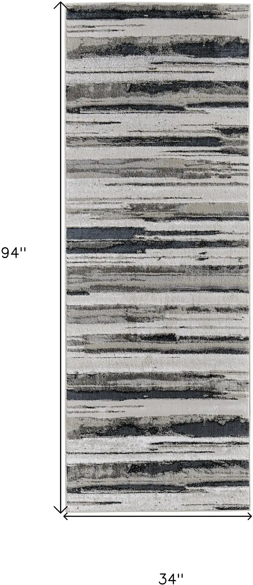 8' Beige and Black Abstract Distressed Runner Rug Photo 4