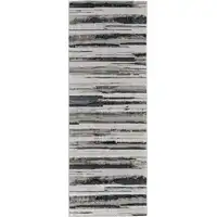 Photo of 8' Beige and Black Abstract Distressed Runner Rug