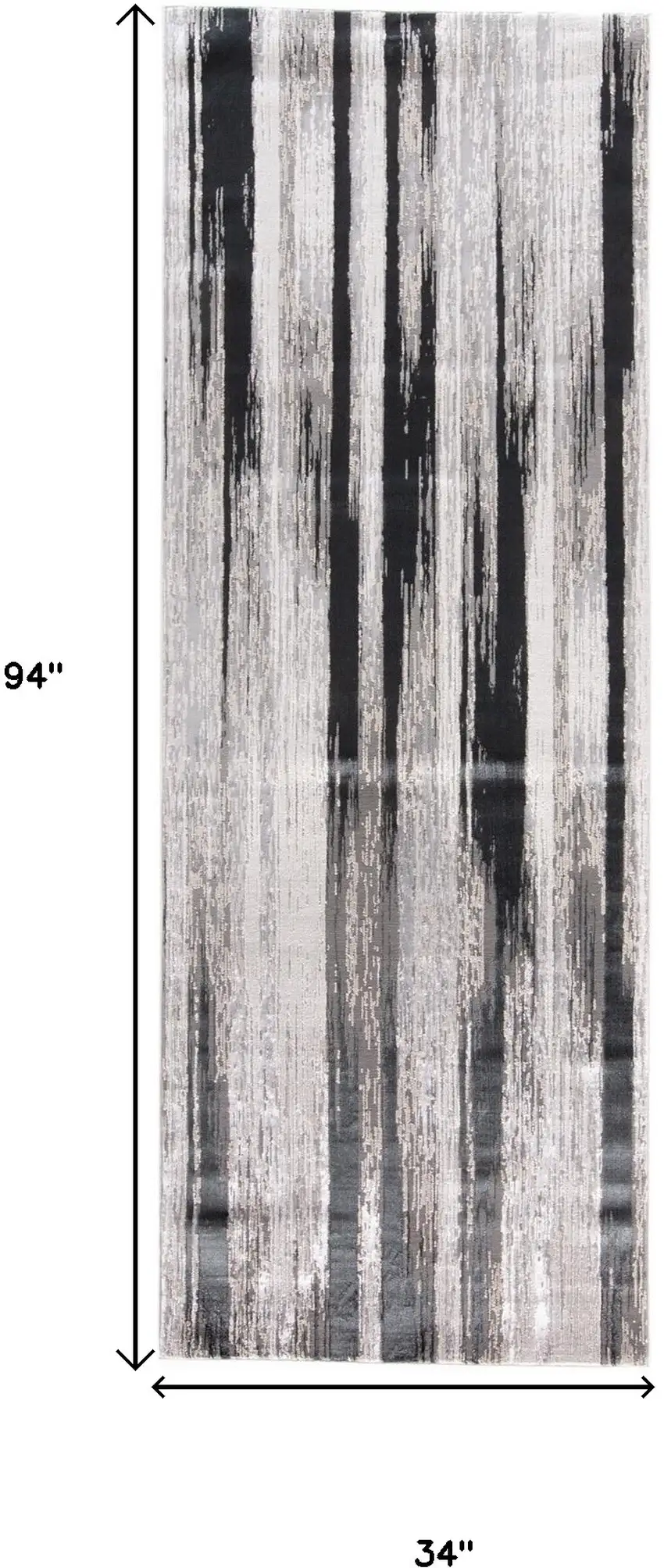 8' Beige and Black Abstract Power Loom Runner Rug Photo 5