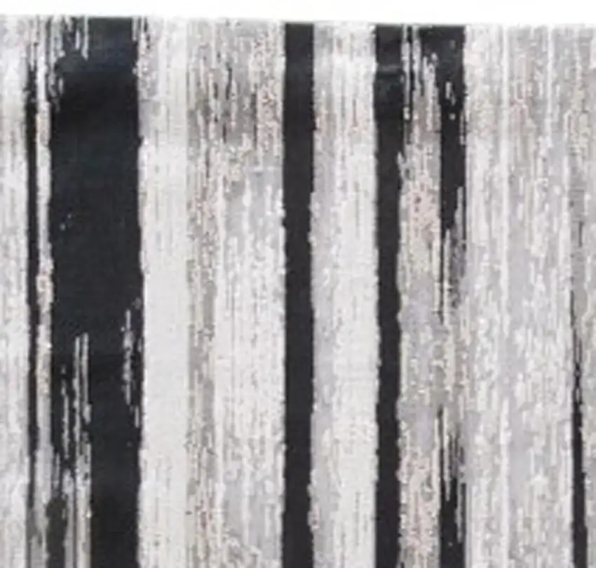 8' Black Silver And Gray Abstract Runner Rug Photo 9