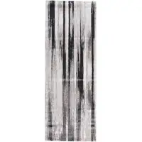 Photo of 8' Beige and Black Abstract Power Loom Runner Rug