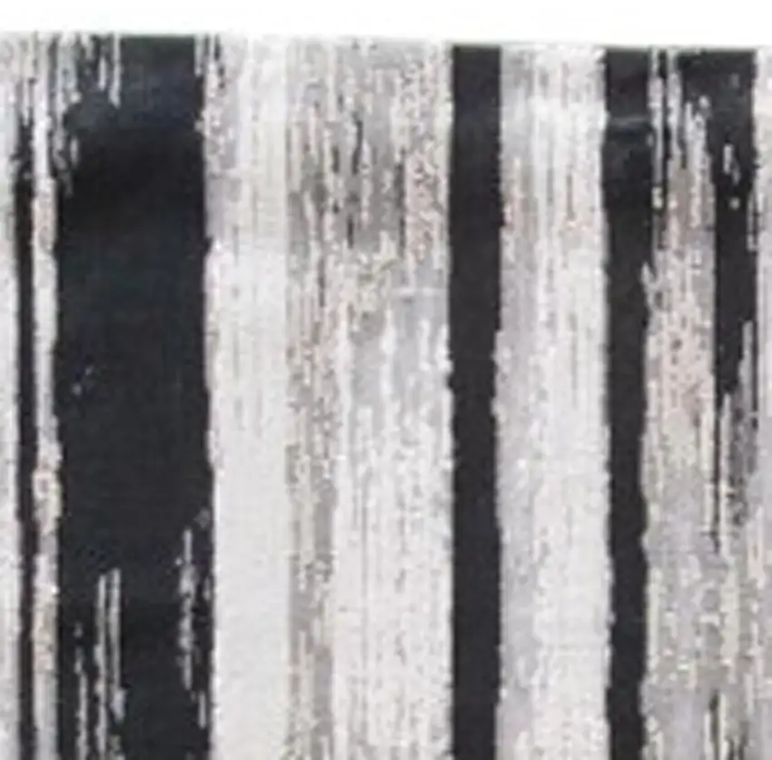 8' Black Silver And Gray Abstract Runner Rug Photo 3
