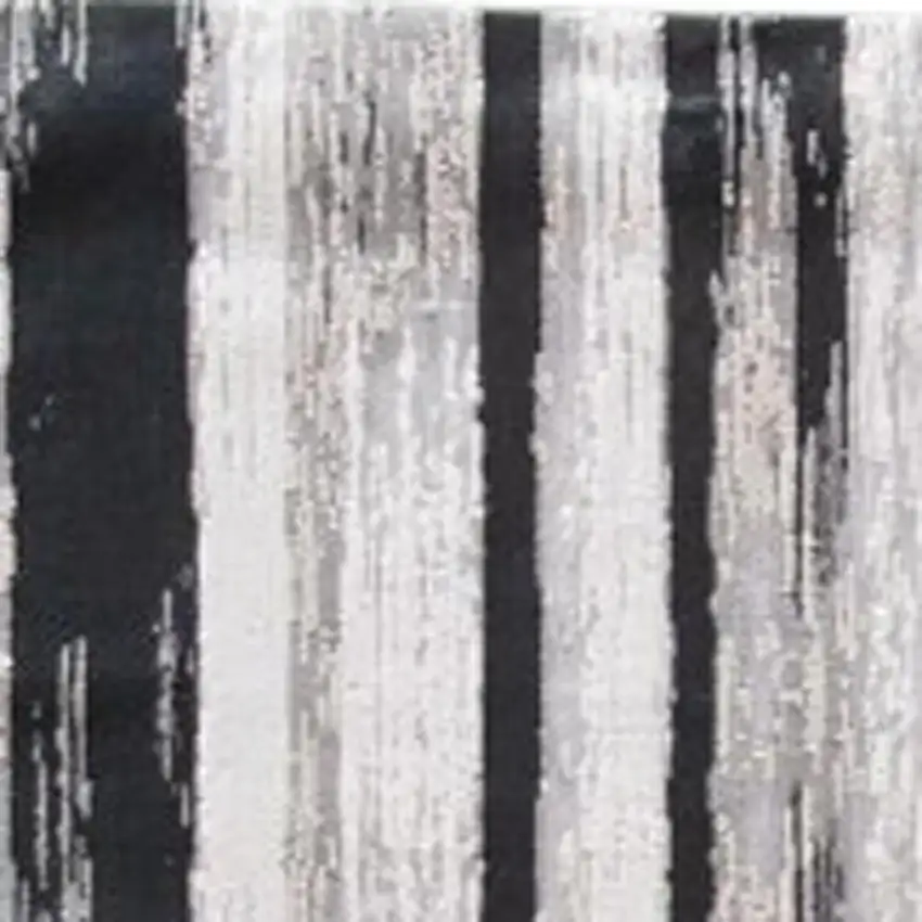 8' Black Silver And Gray Abstract Runner Rug Photo 6