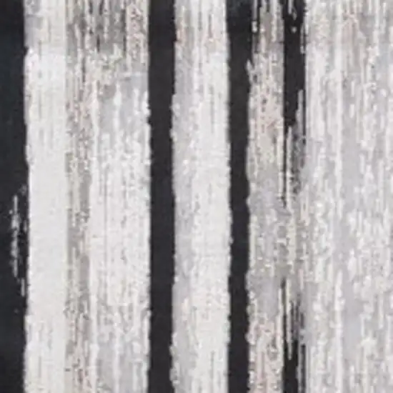 8' Black Silver And Gray Abstract Runner Rug Photo 8