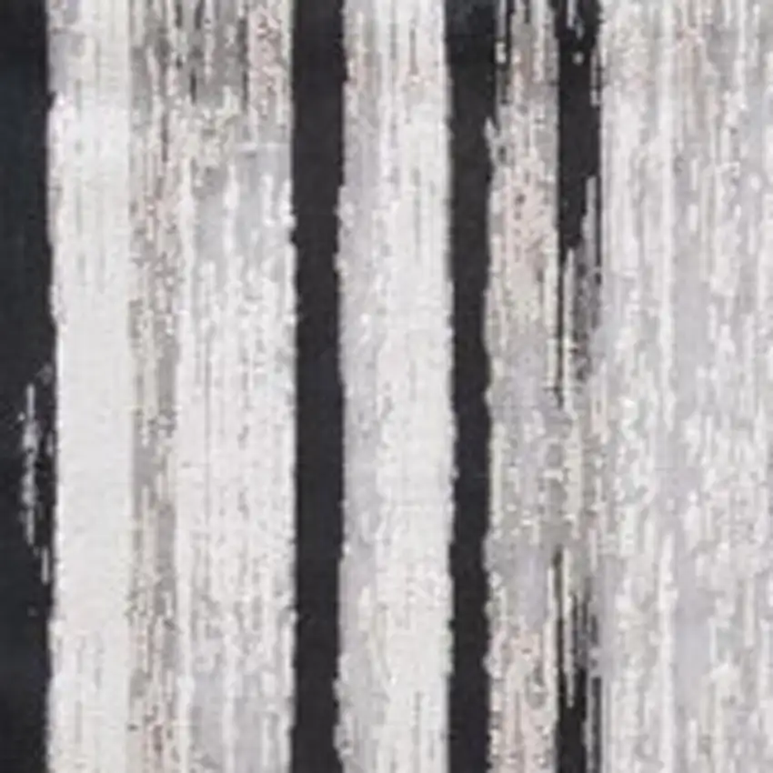 8' Black Silver And Gray Abstract Runner Rug Photo 8