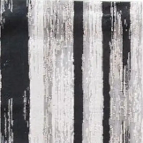 8' Black Silver And Gray Abstract Runner Rug Photo 4