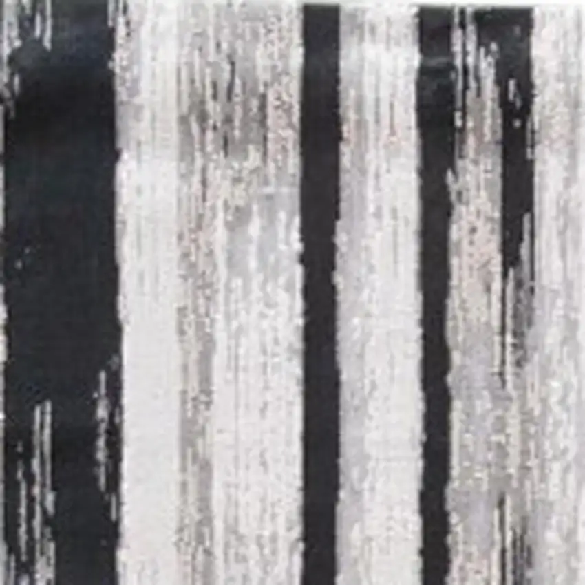 8' Black Silver And Gray Abstract Runner Rug Photo 4
