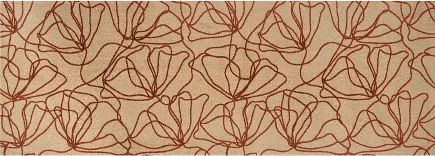 6' Beige and Bronze Floral Washable Area Rug With UV Protection Photo 2