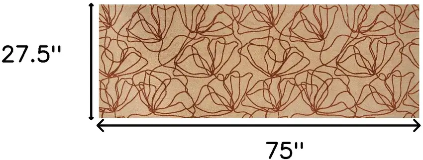 6' Beige and Bronze Floral Washable Non Skid Area Rug With UV Protection Photo 3