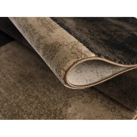 5' Beige and Brown Geometric Distressed Round Rug Photo 8