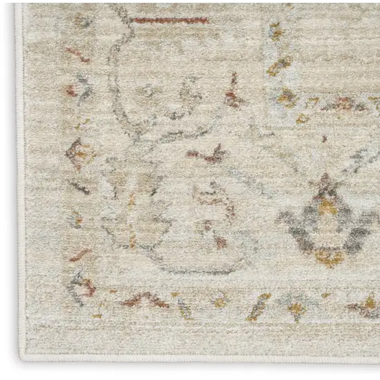 8' Beige and Brown Oriental Power Loom Distressed Runner Rug With Fringe Photo 8