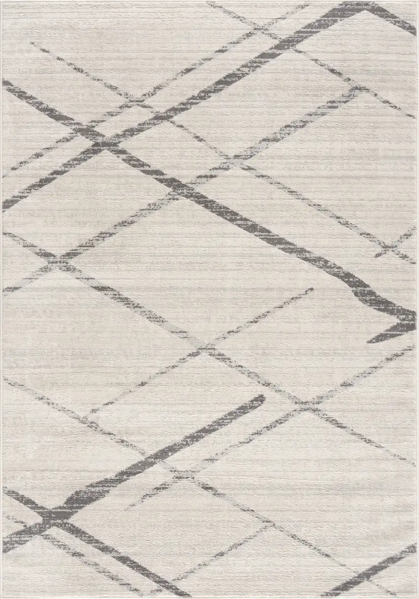 5' Beige and Gray Abstract Distressed Round Rug Photo 1