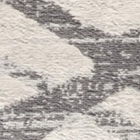 5' Beige and Gray Abstract Distressed Round Rug Photo 4