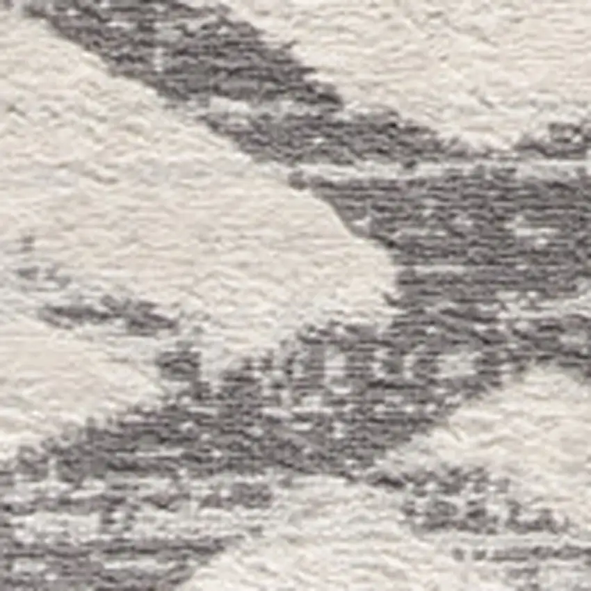 5' Beige and Gray Abstract Distressed Round Rug Photo 4