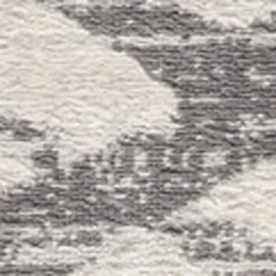 5' Beige and Gray Abstract Distressed Round Rug Photo 3