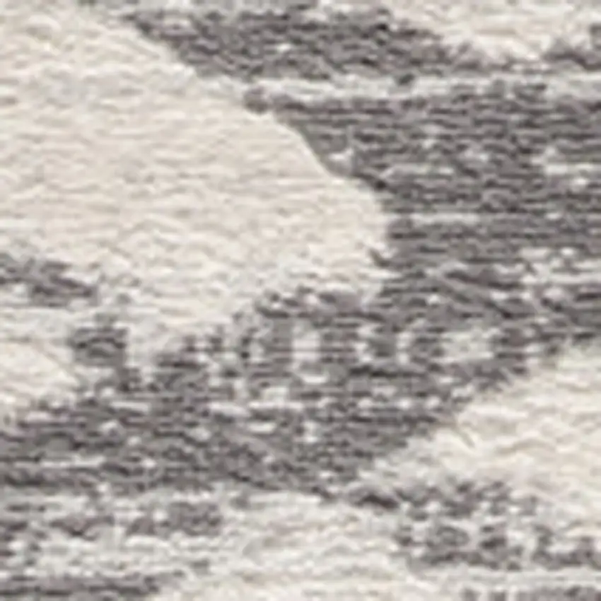 5' Beige and Gray Abstract Distressed Round Rug Photo 3
