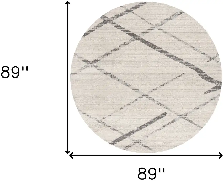 8' Beige and Gray Abstract Distressed Round Rug Photo 3