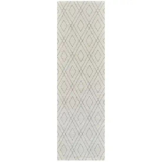 8' Beige and Gray Abstract Non Skid Runner Rug Photo 2