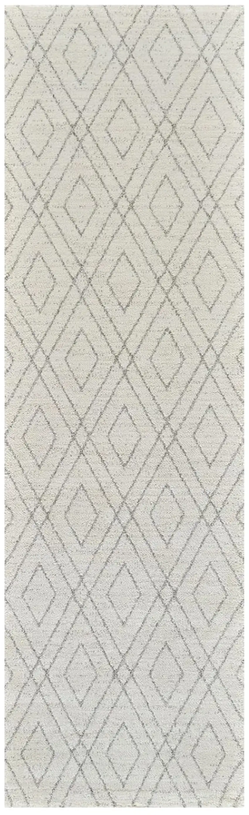 8' Beige and Gray Abstract Non Skid Runner Rug Photo 2