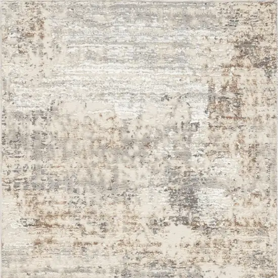 8' Beige and Gray Abstract Non Skid Runner Rug Photo 7