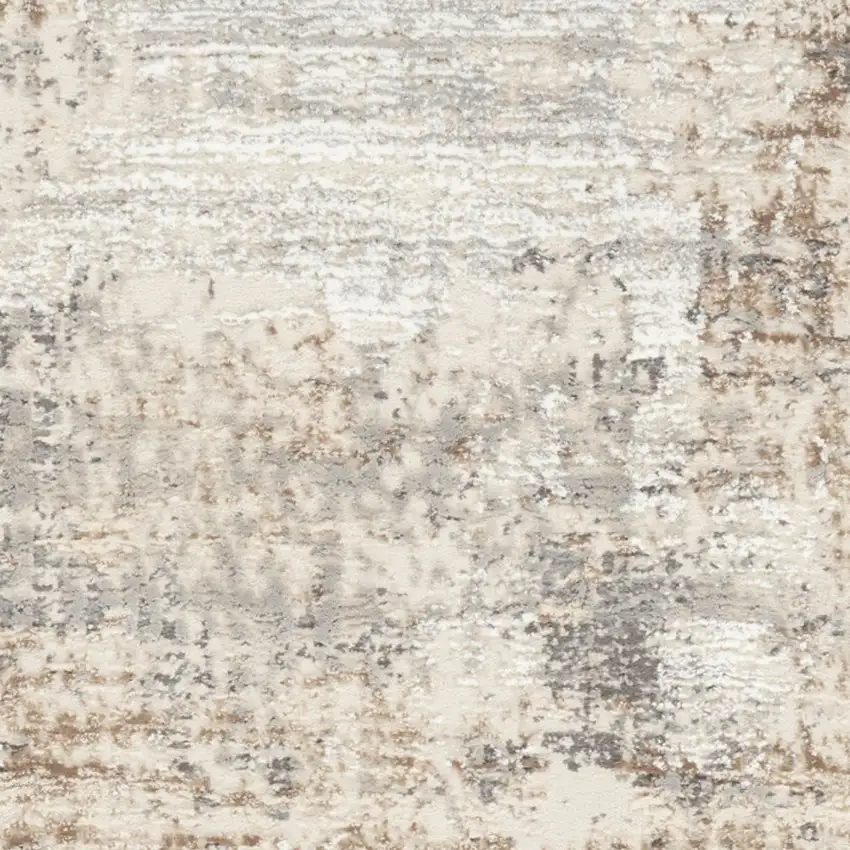 8' Beige and Gray Abstract Non Skid Runner Rug Photo 6