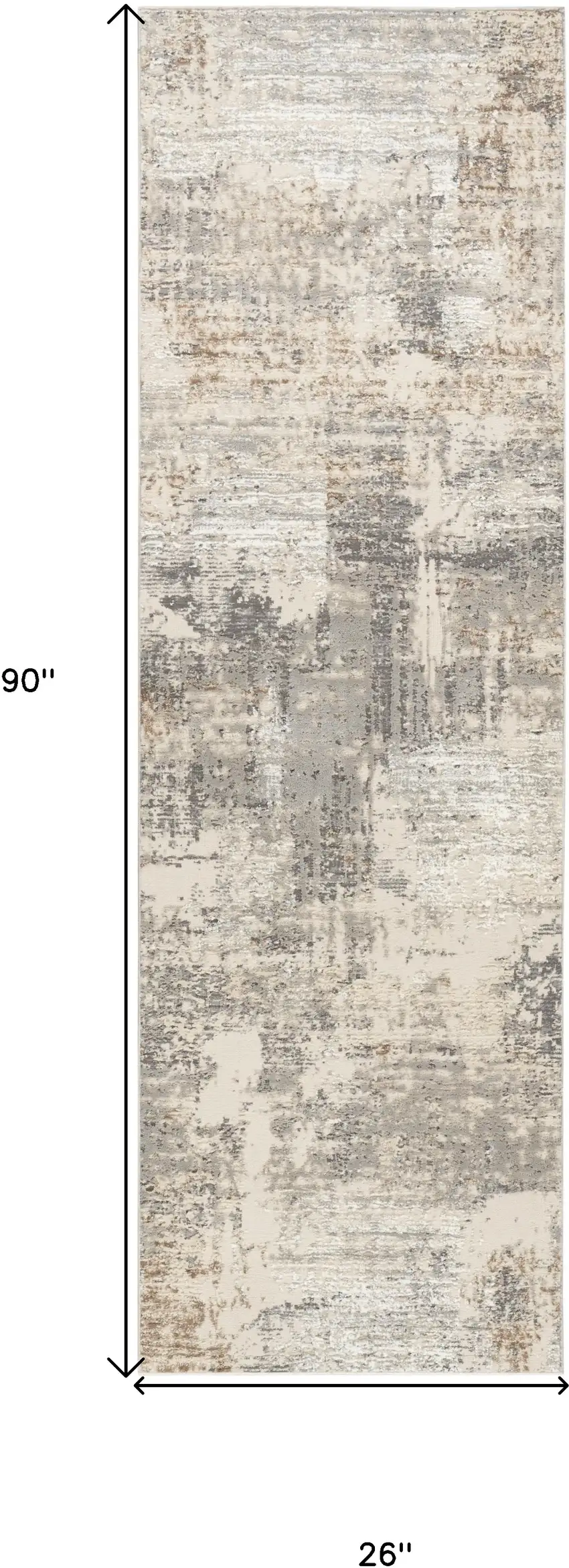 8' Beige and Gray Abstract Non Skid Runner Rug Photo 3