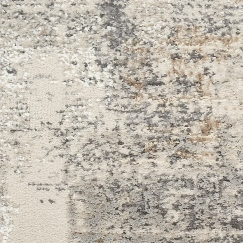 8' Beige and Gray Abstract Non Skid Runner Rug Photo 8
