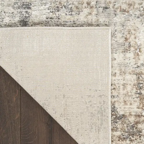 8' Beige and Gray Abstract Non Skid Runner Rug Photo 5