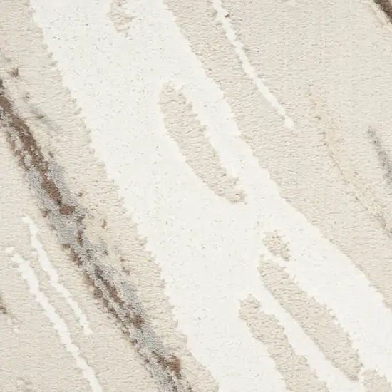 8' Beige and Gray Abstract Non Skid Runner Rug Photo 8