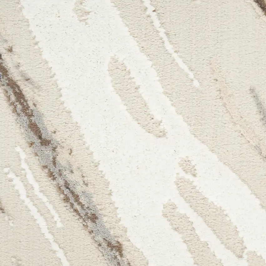 8' Beige and Gray Abstract Non Skid Runner Rug Photo 8