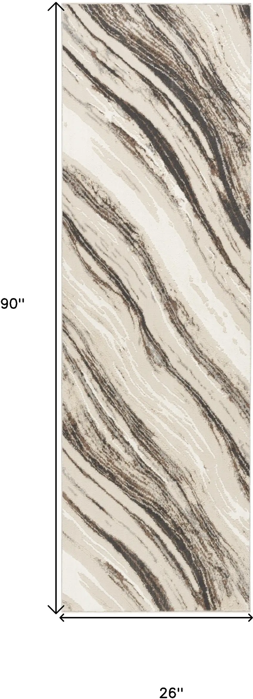 8' Beige and Gray Abstract Non Skid Runner Rug Photo 3