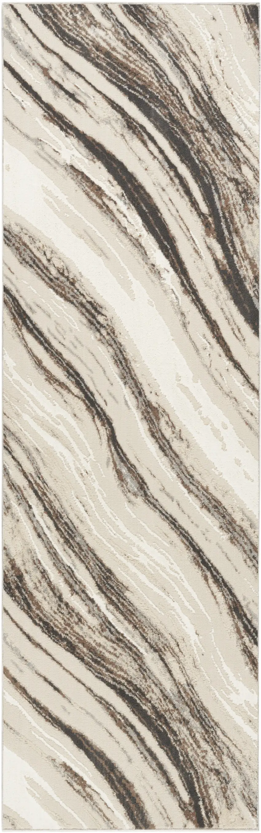 8' Beige and Gray Abstract Non Skid Runner Rug Photo 1