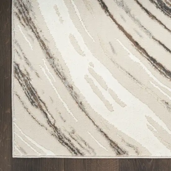 8' Beige and Gray Abstract Non Skid Runner Rug Photo 7