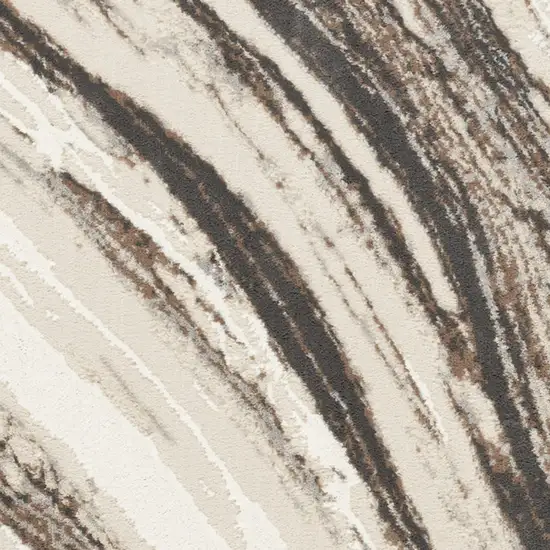 8' Beige and Gray Abstract Non Skid Runner Rug Photo 5