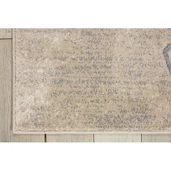 8' Beige and Gray Floral Non Skid Runner Rug Photo 6