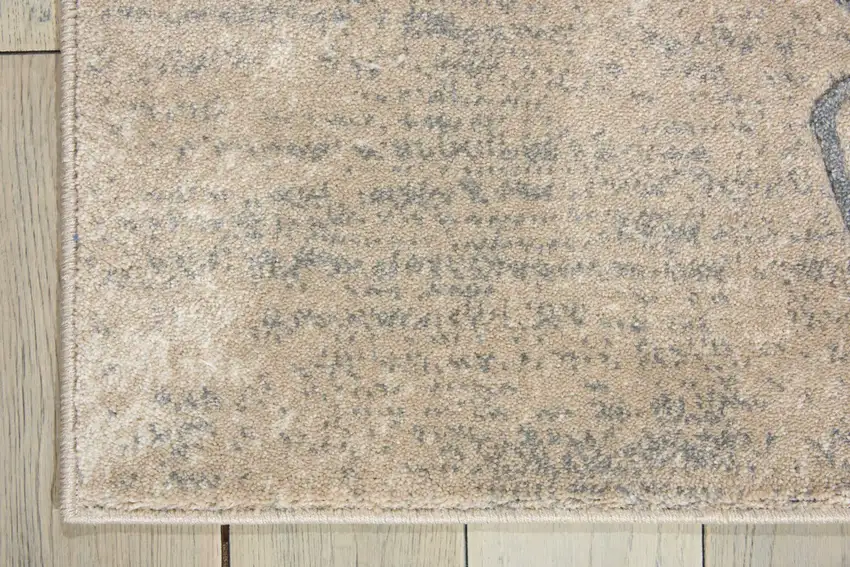 8' Beige and Gray Floral Non Skid Runner Rug Photo 6