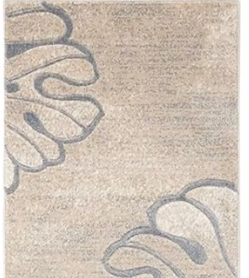 8' Beige and Gray Floral Non Skid Runner Rug Photo 5