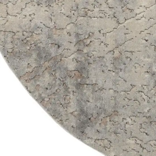 8' Beige and Gray Round Abstract Power Loom Area Rug Photo 3