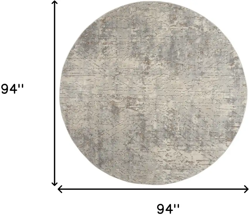 8' Beige and Gray Round Abstract Power Loom Area Rug Photo 9