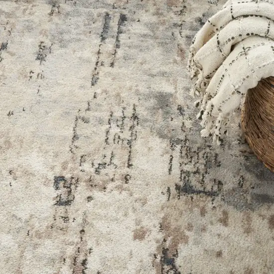 10' Beige and Gray Square Abstract Power Loom Area Rug Photo 8