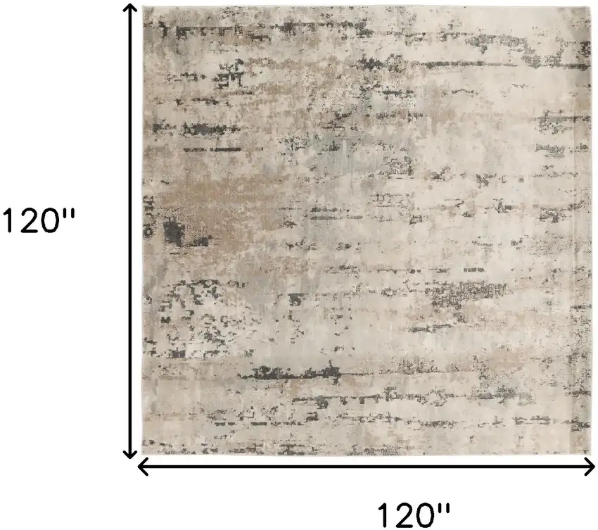10' Beige and Gray Square Abstract Power Loom Area Rug Photo 3