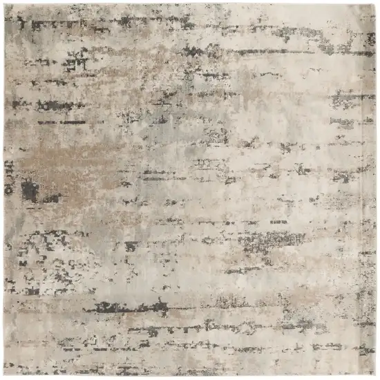 8' Beige and Gray Square Abstract Power Loom Area Rug Photo 9