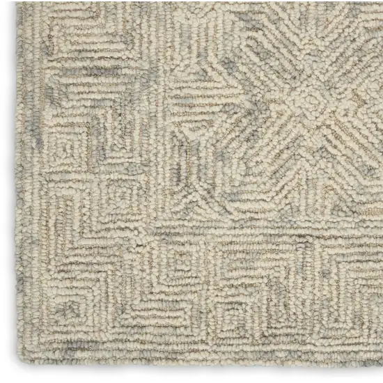 8' Beige and Gray Wool Abstract Geometric Runner Rug Photo 8