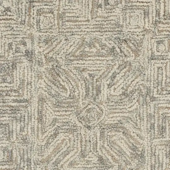 8' Beige and Gray Wool Abstract Geometric Runner Rug Photo 3