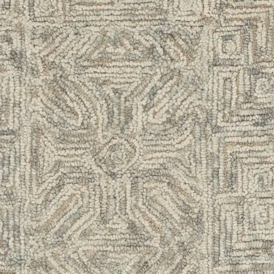 8' Beige and Gray Wool Abstract Geometric Runner Rug Photo 6