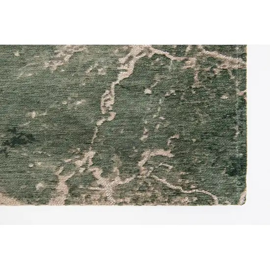 5' Beige and Green Round Abstract Non Skid Area Rug Photo 9