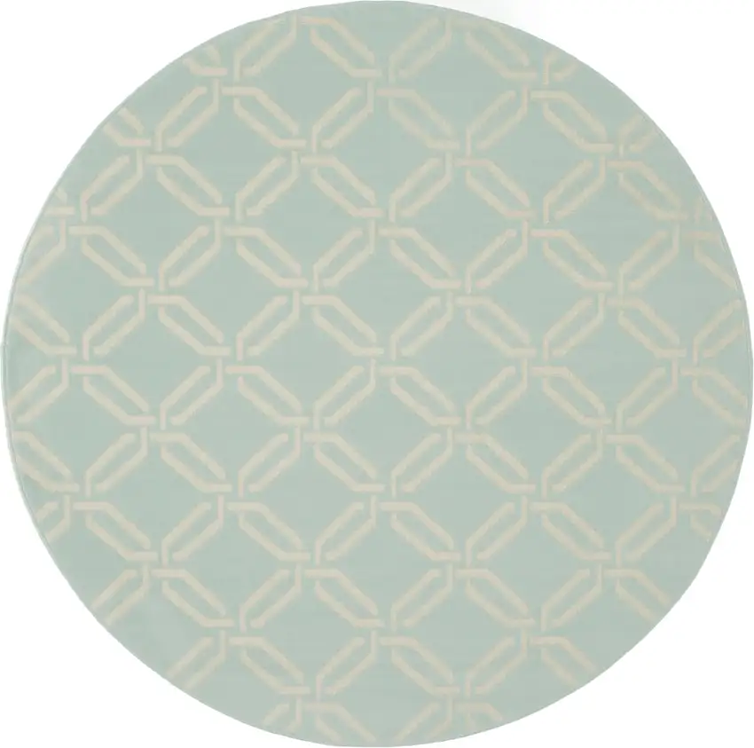 5' Beige and Green Trellis Round Rug Photo 2