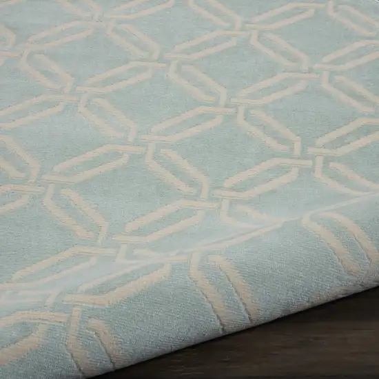 5' Beige and Green Trellis Round Rug Photo 9